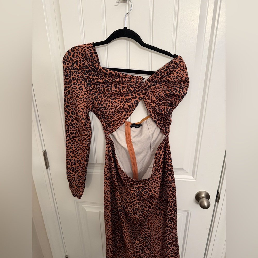 PrettyLittleThing Animal Print Backless Dress